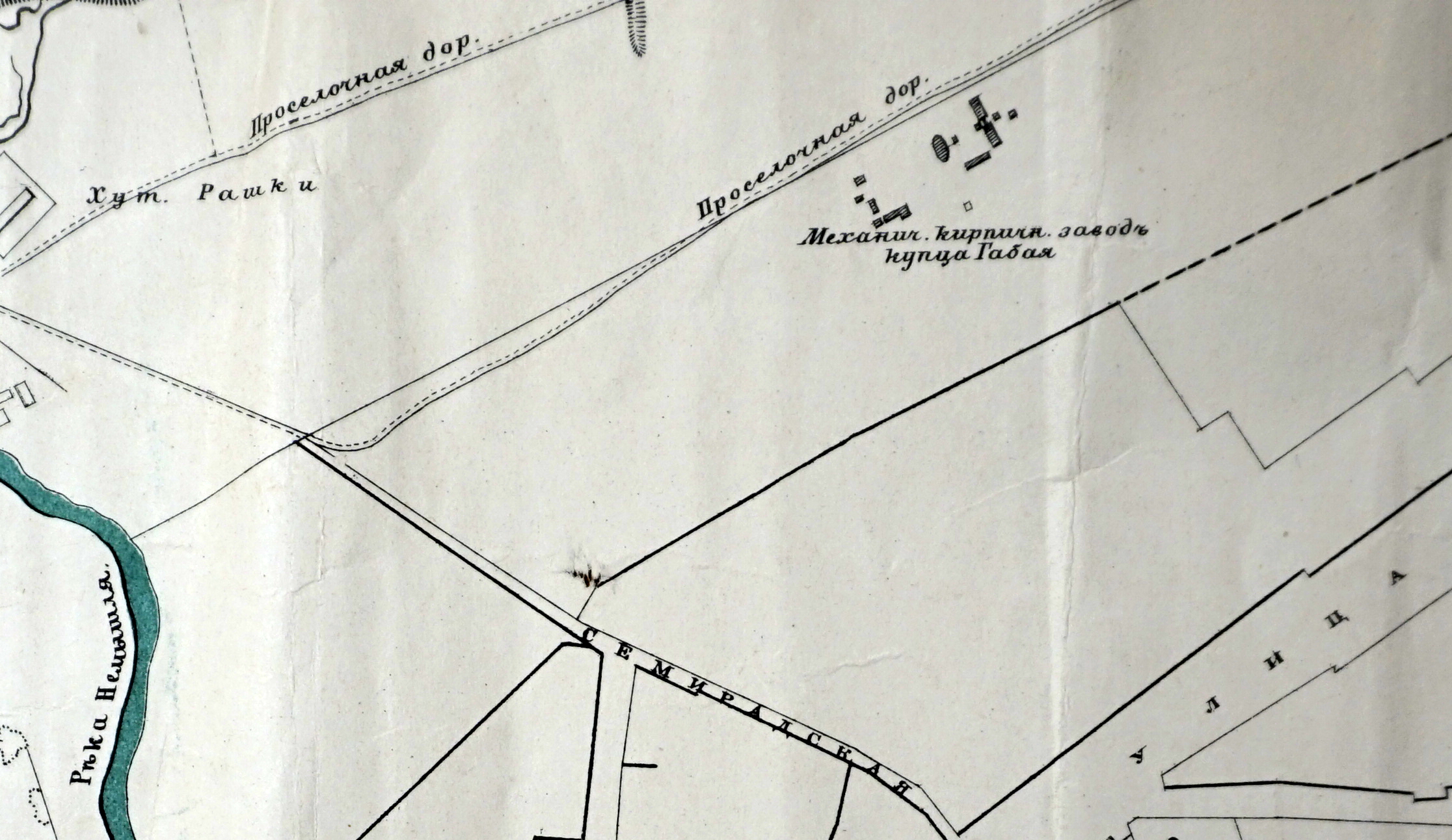 Кирпичный завод Самуила Габая на плане Харькова 1875 года