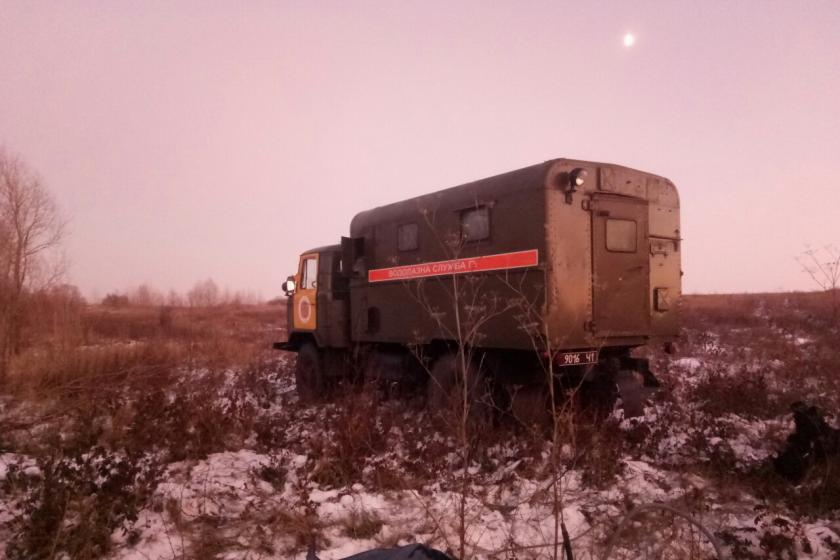 провалился под лед, пруд в Балаклейском районе. Фото: ГСЧС в Харьковской области