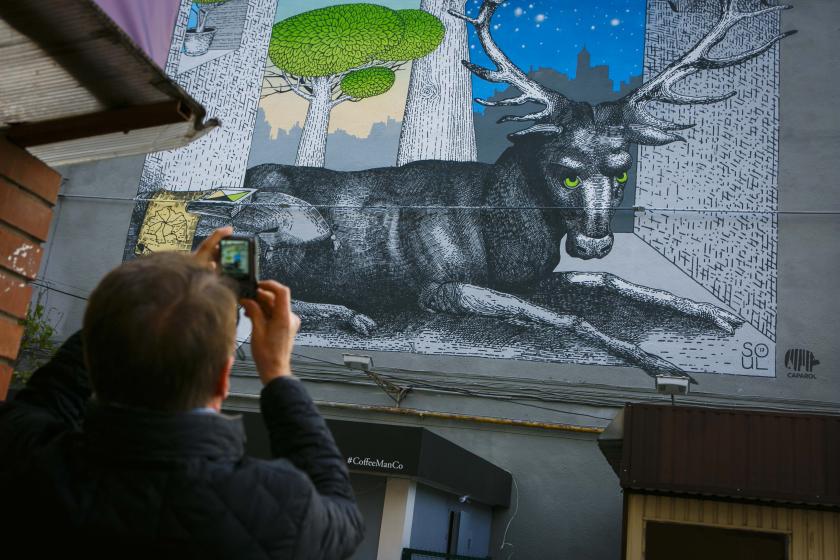 Открытие мурала на улице Пушкинской. Фото: Константин Чегринский / KHARKIV Today Фото: Константин Чегринский / KHARKIV Today