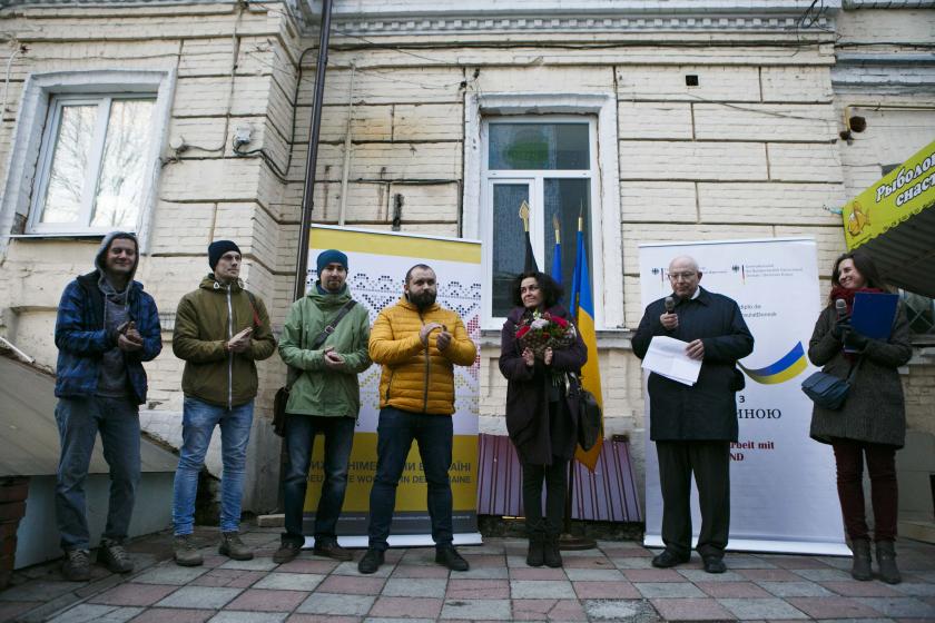 Открытие мурала на улице Пушкинской. Фото: Константин Чегринский / KHARKIV Today Фото: Константин Чегринский / KHARKIV Today