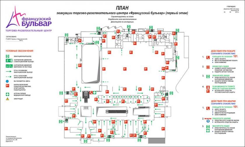 План эвакуации из ТРЦ. Фото: facebook.com/franz.bulvar