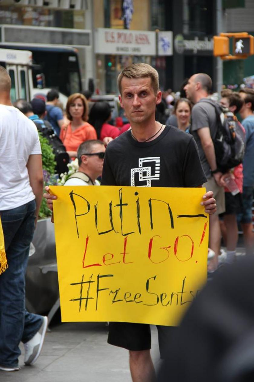 В Нью-Йорке прошла акция в поддержу Сенцова. Фото: facebook.com/andrei.zagdansky