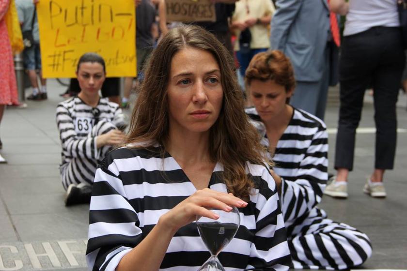 В Нью-Йорке прошла акция в поддержу Сенцова. Фото: facebook.com/andrei.zagdansky