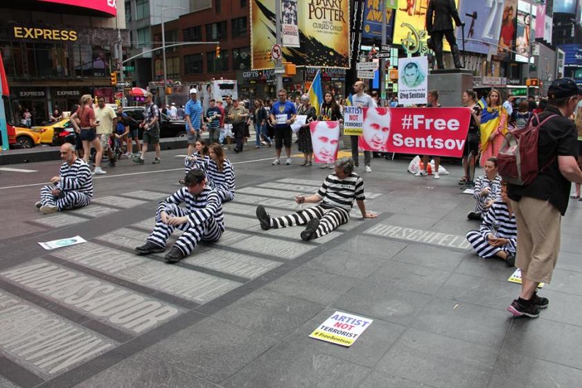 В Нью-Йорке прошла акция в поддержу Сенцова. Фото: facebook.com/andrei.zagdansky