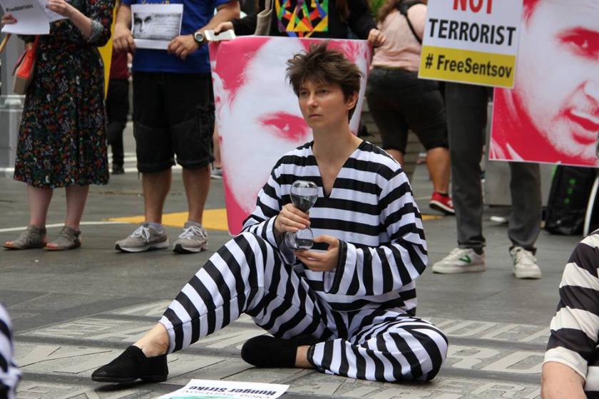 В Нью-Йорке прошла акция в поддержу Сенцова. Фото: facebook.com/andrei.zagdansky