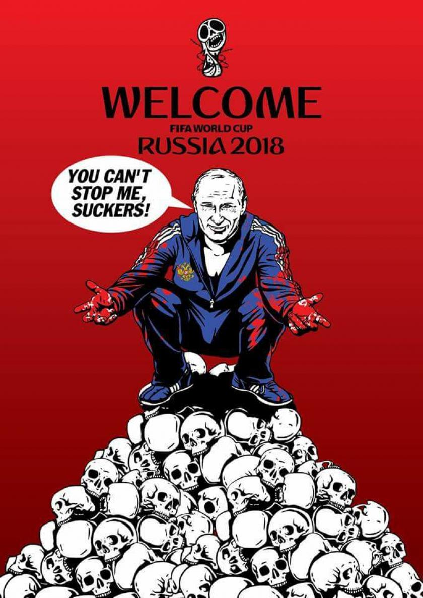 Украинский художник создал серию альтернативных плакатов к Чемпионату мира по футболу. Фото: facebook.com/andrey.ermolenko