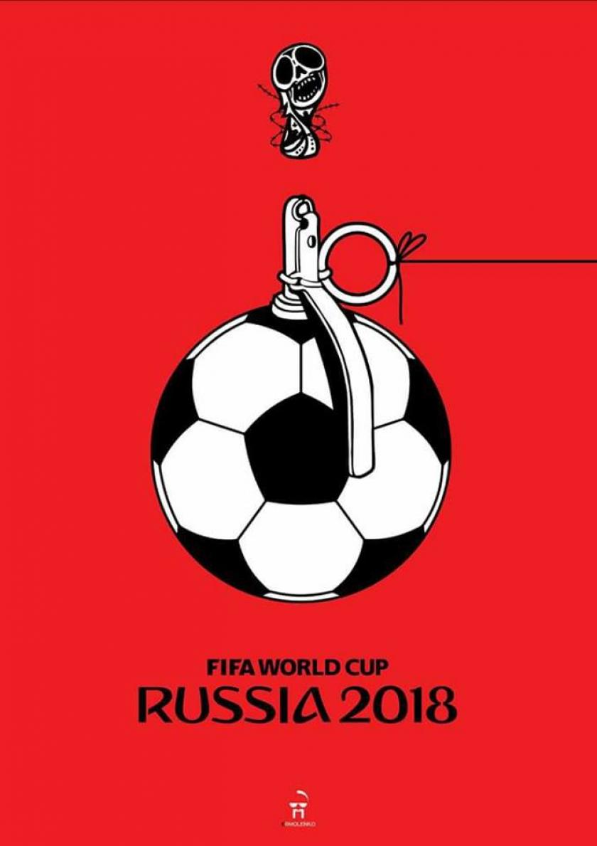 Украинский художник создал серию альтернативных плакатов к Чемпионату мира по футболу. Фото: facebook.com/andrey.ermolenko