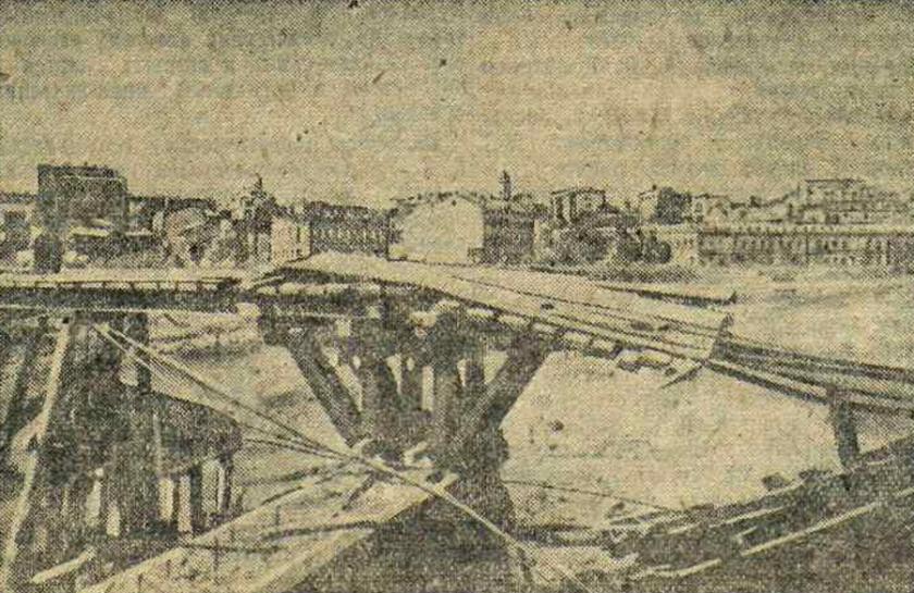 Разрушенный мост через р. Лопань, «Известия» 24 августа 1943 года