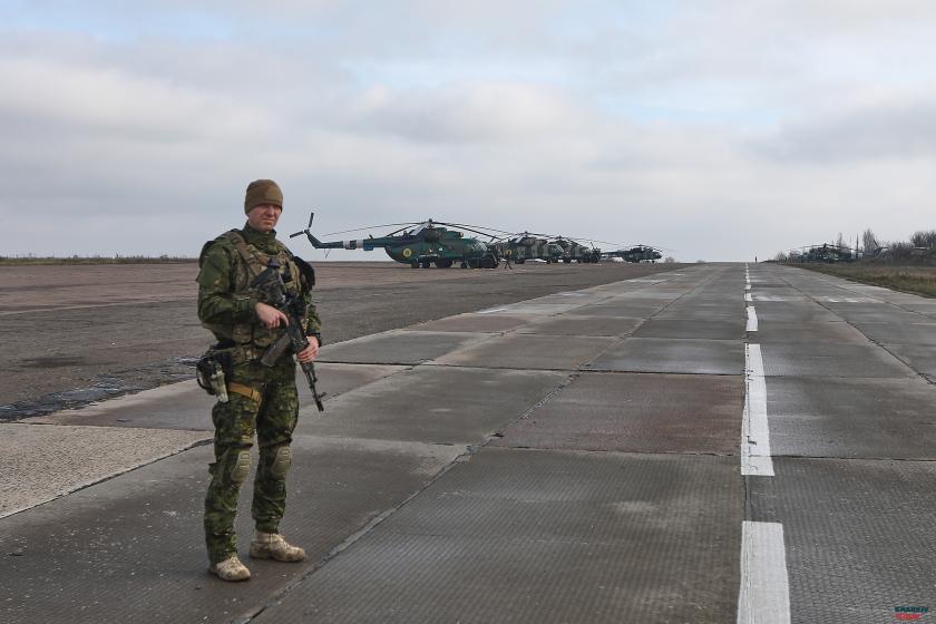 ООС, разведение войск, Донбасс, война, вертолет. Фото: Сергей Козлов / KHARKIV Today