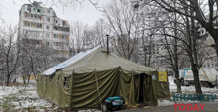Пункт незламності по вулиці Наталії Ужвій, 70. Фото: Сергій Козлов / KHARKIV Today