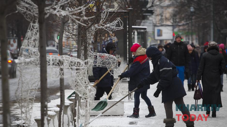 В Харькове выпал снег