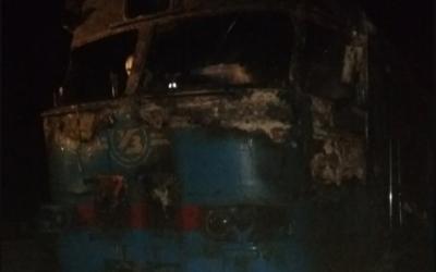 Харьковский поезд загорелся в Сумской области. Фото: ГСЧС в Сумской области